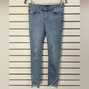 Judy Blue‎ Women's size 7/28 Tulip Hem Skinny Fit Distressed Blue Jeans JB8838
